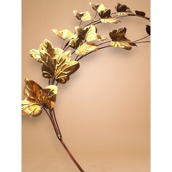 MCM Brass and Copper Ivy Leaf Wall Art Set of 4 Branch and Flower Sculptures - Picture 8 of 12